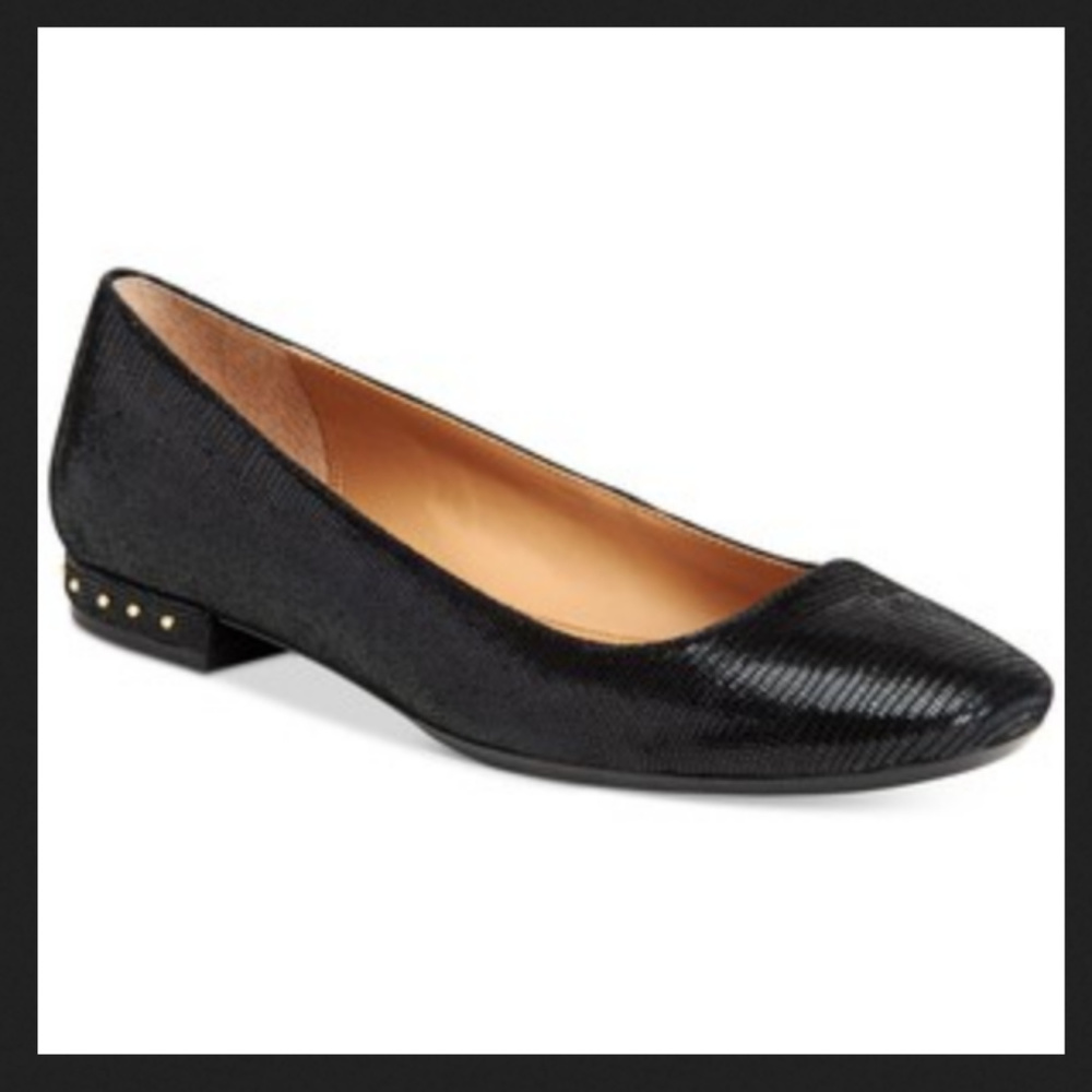 Black and Gold Studded Calvin Klein Textured Flats